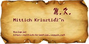 Mittich Krisztián névjegykártya